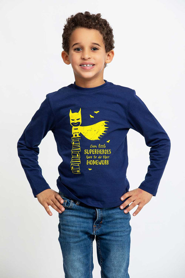 Cotton Jersey Homework Print Crewneck Long-Sleeved T-Shirt