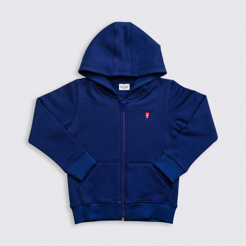Heavy Brushed Cotton Logo Embroidery Hooded Full-Zip Sweatshirt