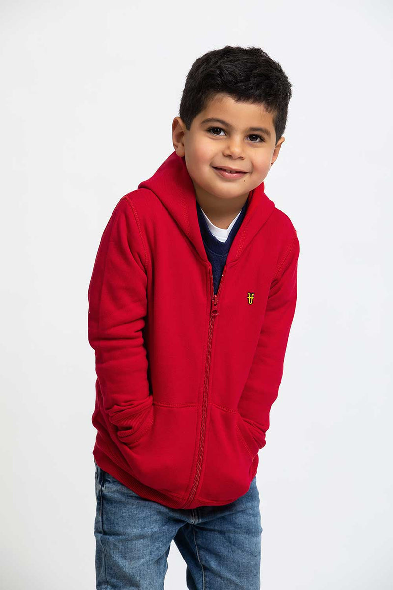 Heavy Brushed Cotton Logo Embroidery Hooded Full-Zip Sweatshirt