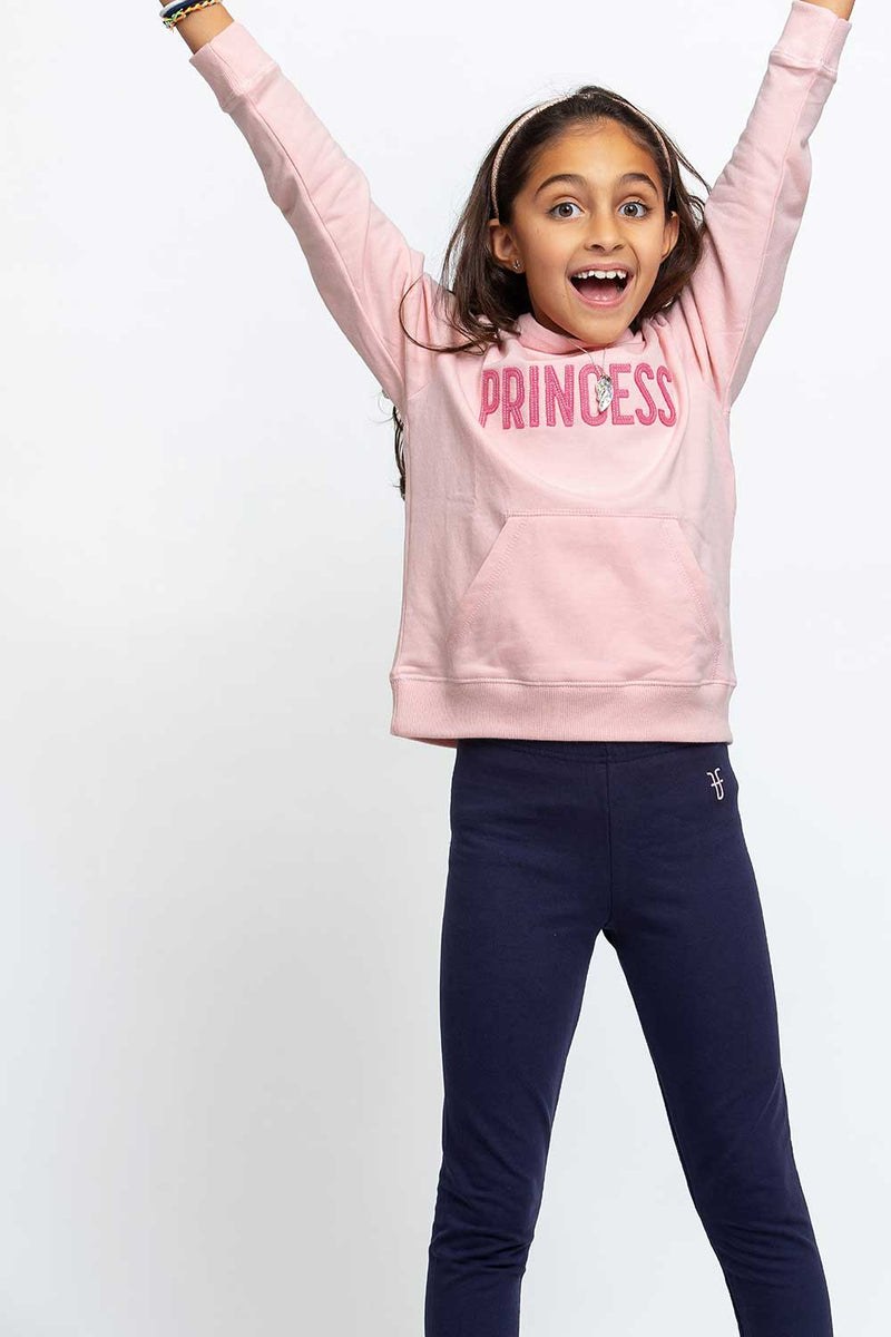 Stretch Cotton Terry Logo Embroidery Full-Length Leggings